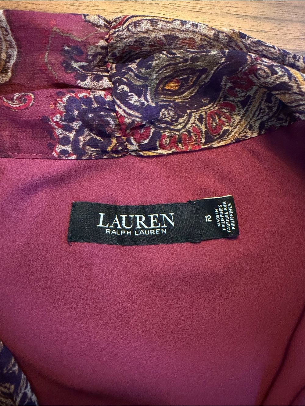 LAUREN Ralph Lauren Paisley Tie-Neck V-Neck Sleeveless Shift Dress, Size 12 - Picture 13 of 16